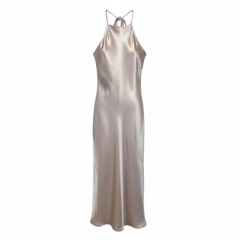 Bandit & The Babe NWT High Falls champagne satin midi dress, small - Picture 1 of 8
